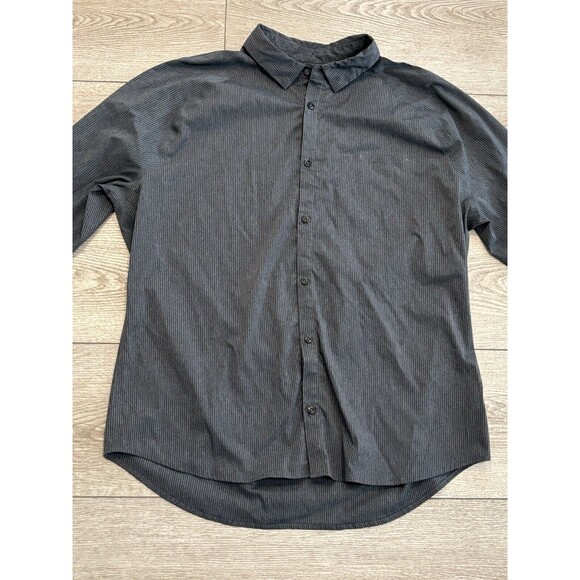 Lululemon Men's XL Long Sleeve Button-Up Nylon Blend Stretch Shirt Gray Striped - Picture 1 of 8